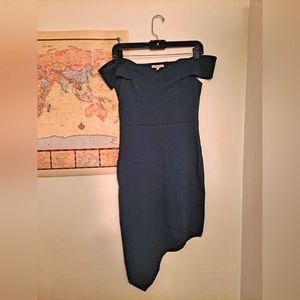 Asymmetrical, dark green,  body con, Charlotte Rousse dress